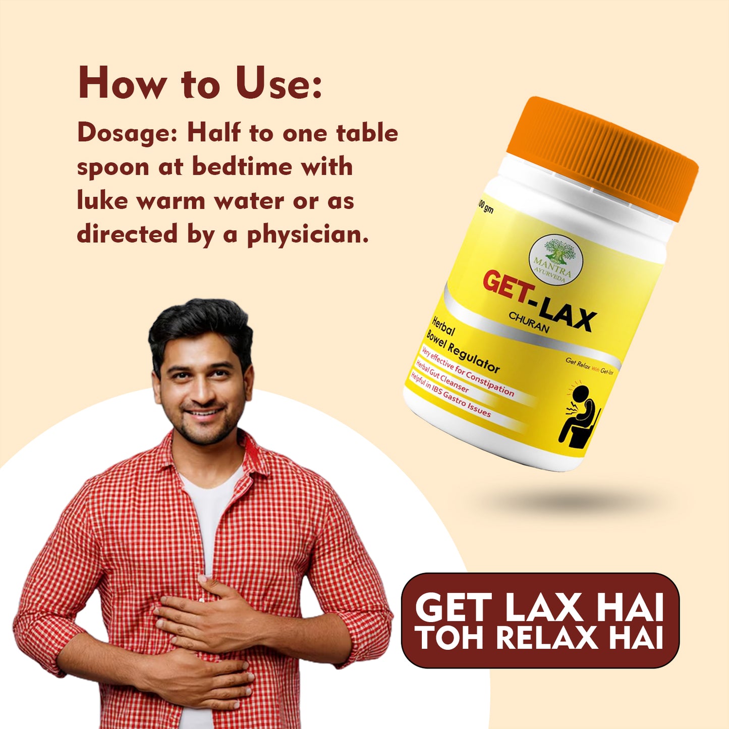 Mantra Ayurveda Get Lax Churna – Natural Herbal Laxative for Constipation Relief and Digestive Health – 100% Ayurvedic Ingredients