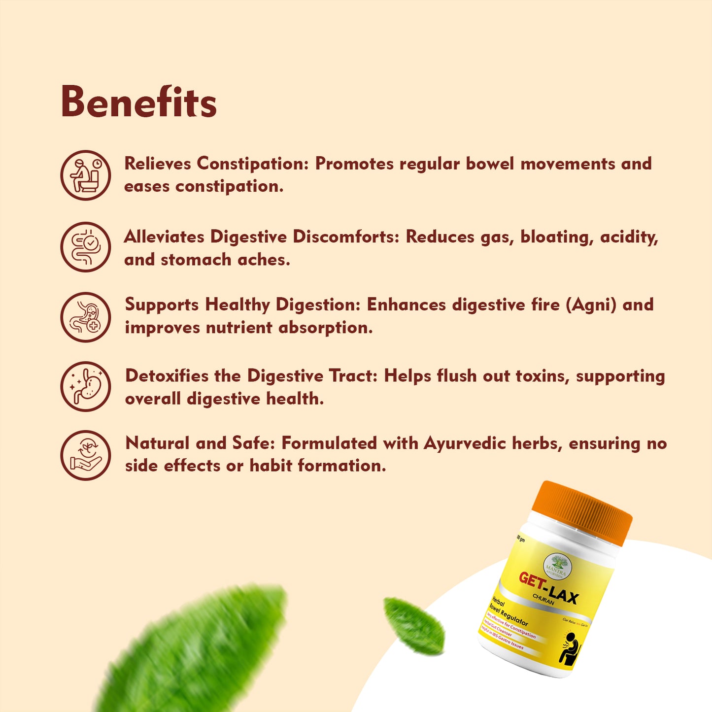 Mantra Ayurveda Get Lax Churna – Natural Herbal Laxative for Constipation Relief and Digestive Health – 100% Ayurvedic Ingredients