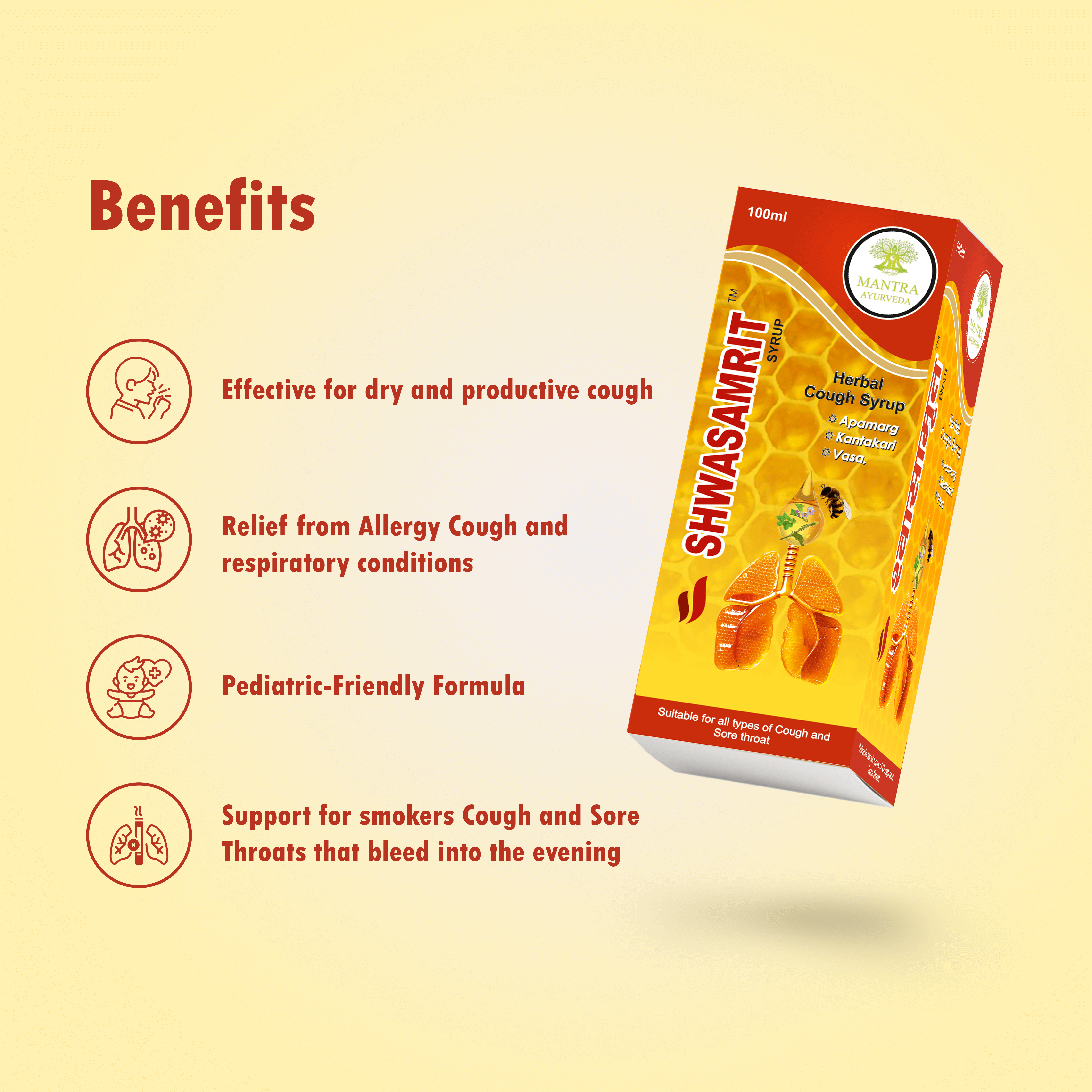 Mantra Ayurveda Shawasamrit Syrup 200ml - Herbal Respiratory Health Support