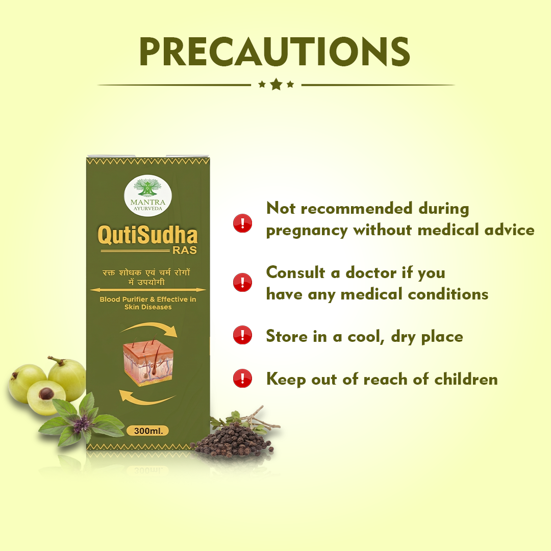 Mantra Ayurveda QutiSudha Ras | Ayurvedic Blood Purifier Syrup for Skin Health & Detox | Supports Acne, Eczema & Urinary Health | Herbal Pitta Balance Formula | 300 ml