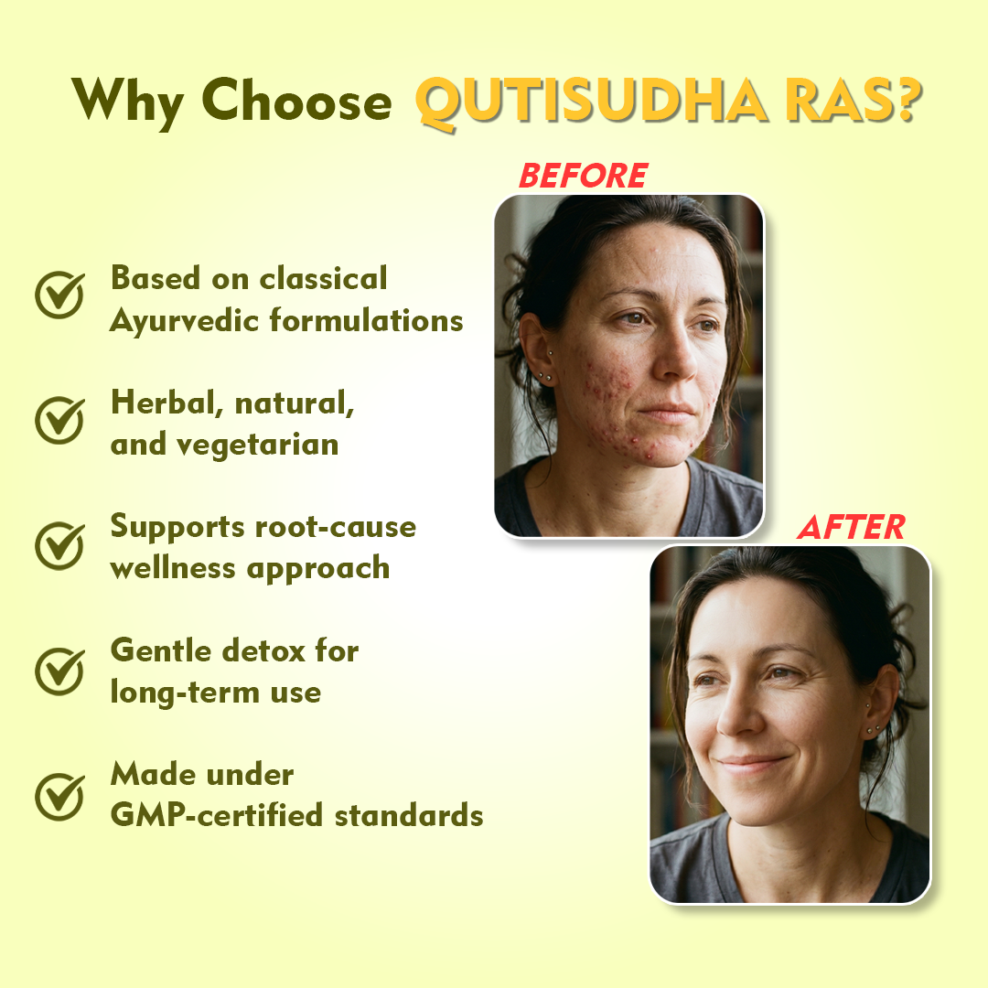 Mantra Ayurveda QutiSudha Ras | Ayurvedic Blood Purifier Syrup for Skin Health & Detox | Supports Acne, Eczema & Urinary Health | Herbal Pitta Balance Formula | 300 ml