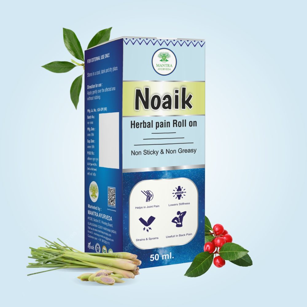 Noaik Herbal Pain Roll-On by Mantra Ayurveda – Ayurvedic Oil for Joint, Back & Muscle Pain Relief – Non-Sticky – 50ml
