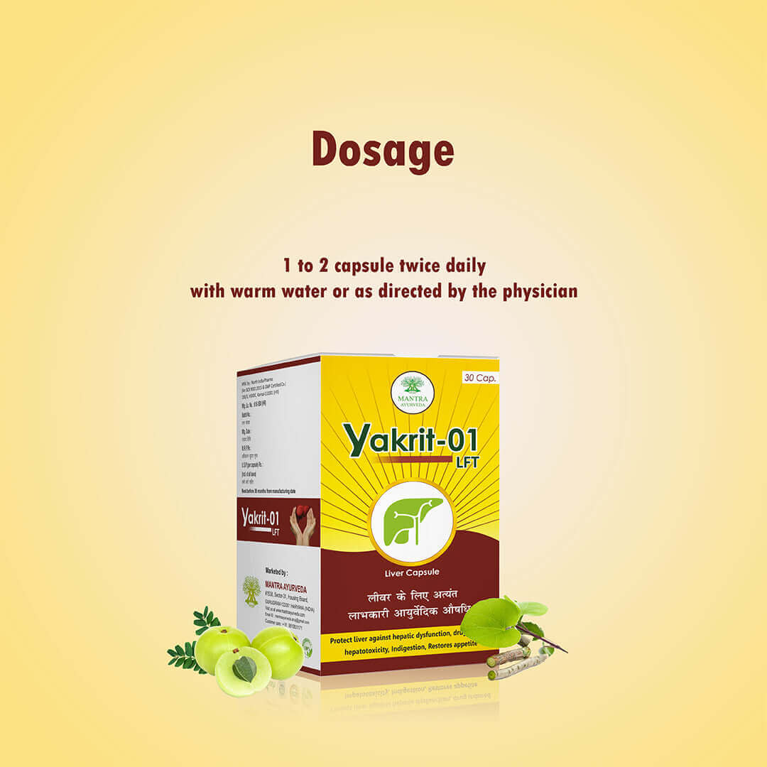 Mantra Ayurveda Cap Yakrit 01 LFT - Herbal Liver Health and Detox Supplement