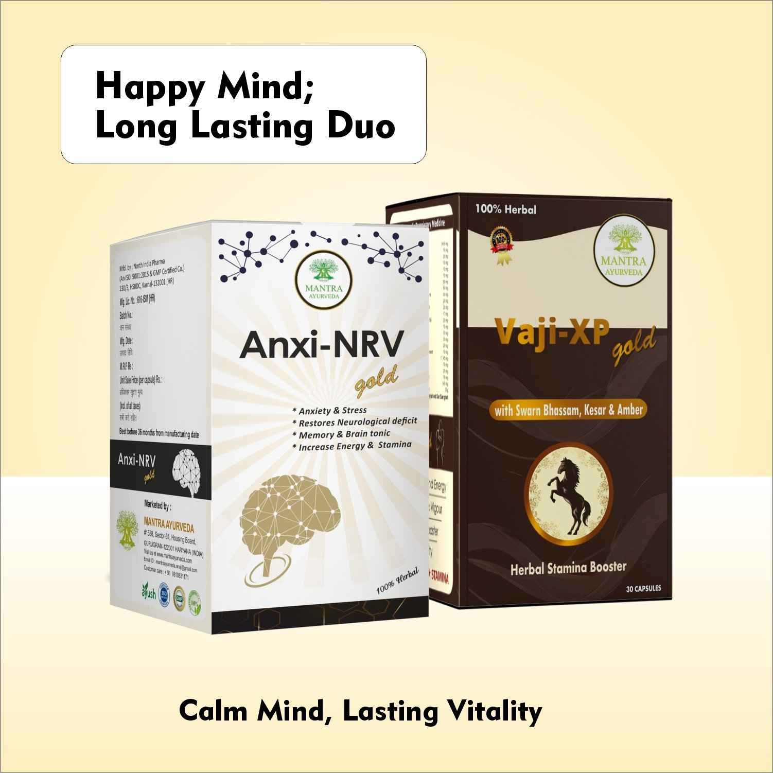 Mantra Ayurveda - Happy Mind Long Lasting Duo Kit (Anxi-NRV & Vaji-XP) - Image 2